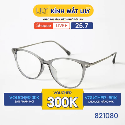 Gọng kính mắt mèo nam nữ LILYEYEWEAR chất liệu nhựa cao cấp chắc chắn, kiểu dáng hiện đại màu sắc thời trang 821080