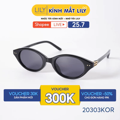 Kính râm mắt tròn nam nữ LILYEYEWEAR chống tia UV400 chất liệu nhựa phối kim loại kiểu dáng thời trang dễ đeo 20303KOR