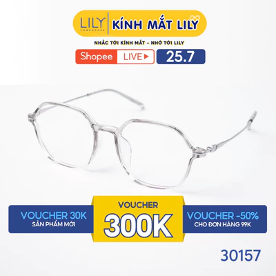 Gọng kính mắt đa giác LILYEYEWEAR chất liệu nhựa cao cấp kiểu dáng hiện đại màu sắc thời trang 30157