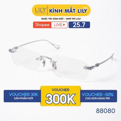 Kính gọng khoan nam nữ LILYEYEWEAR chất liệu kim loại cao cấp chắc chắn kiểu dáng hiện đại màu sắc thời trang 88080