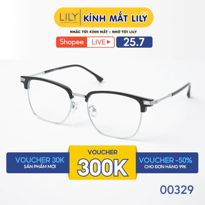 Gọng kính nửa viền nam nữ LILYEYEWEAR chất liệu nhựa phối kim loại cao cấp kiểu dáng hiện đại màu sắc thời trang 00329