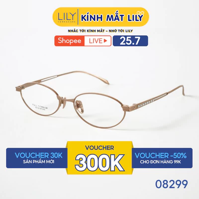 Gọng kính mắt Oval nam nữ LILYEYEWEAR chất liệu Titanium cao cấp chắc chắn, kiểu dáng hiện đại màu sắc thời trang 08299