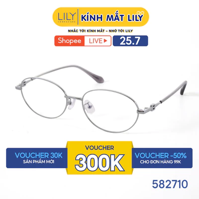 Kính mắt Oval thời trang nam nữ LILYEYEWEAR chất liệu kim loại cao cấp chắc chắn kiểu dáng hiện đại thanh lịch 582710