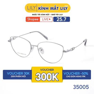 Kính mắt mèo thời trang nam nữ LILYEYEWEAR chất liệu kim loại cao cấp chắc chắn kiểu dáng hiện đại thanh lịch 35005