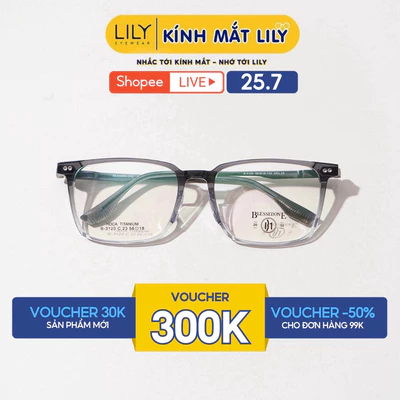 Gọng kính B-TITANIUM nam nữ LILYEYEWEAR dáng chữ nhật màu sắc thời trang 31200