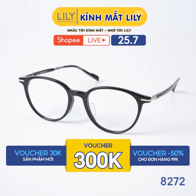 Gọng kính mắt tròn nam nữ LILYEYEWEAR chất liệu nhựa Acetate cao cấp, kiểu dáng hiện đại màu sắc thời trang 8272