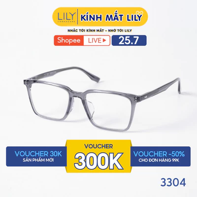 Gọng kính mắt vuông nam nữ LILYEYEWEAR chất liệu nhựa Acetate cao cấp, kiểu dáng hiện đại màu sắc thời trang 3304