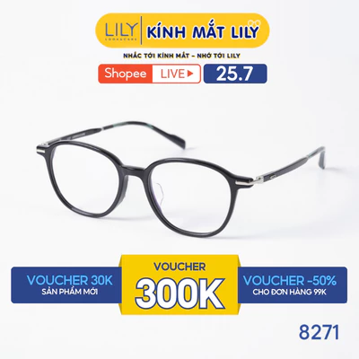 Gọng kính mắt đa giác nam nữ LILYEYEWEAR chất liệu nhựa Acetate cao cấp, kiểu dáng hiện đại màu sắc thời trang 8271