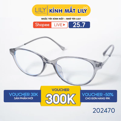 Gọng kính mắt mèo nam nữ LILYEYEWEAR chất liệu nhựa phối càng kim loại cao cấp kiểu dáng hiện đại thời trang 202470
