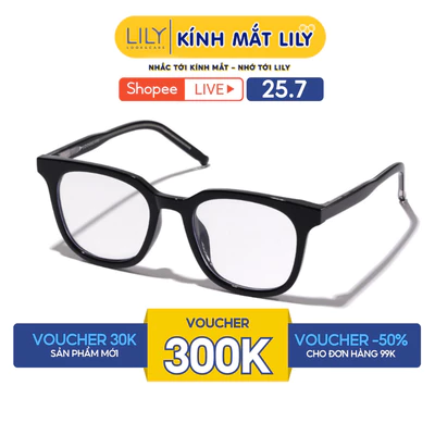 Gọng kính mắt vuông nam nữ LILYEYEWEAR chất liệu nhựa cao cấp chắc chắn kiểu dáng, màu sắc thanh lịch hiện đại 91450