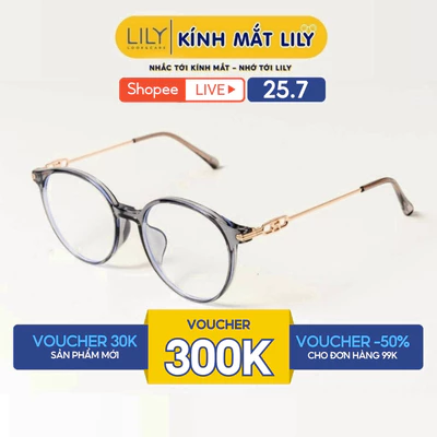 Gọng kính mắt tròn nam nữ LILYEYEWEAR chất liệu nhựa cao cấp cứng cáp thanh mảnh kiểu dáng thời trang 5653