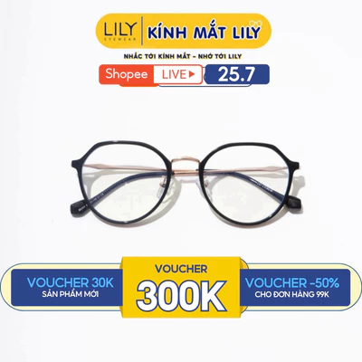 Kính kim loại nam nữ LILYEYEWEAR gọng bo tròn dễ đeo phù hợp với nhiều khuôn mặt kiểu dáng thời trang 6204