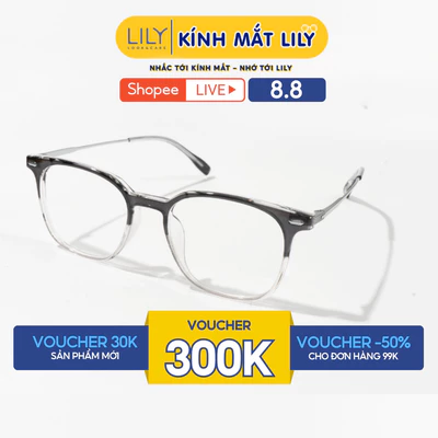 Gọng kính mắt vuông bo góc nam nữ LILYEYEWEAR chất liệu nhựa Halcyon, càng kim loại cao cấp kiểu dáng thời trang 48068