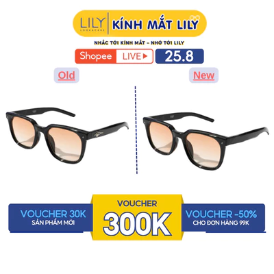 Kính mát dáng vuông thời trang LILYEYEWEAR chất liệu nhựa cao cấp chống UV400 kiểu dáng hiện đại thời trang  KC26