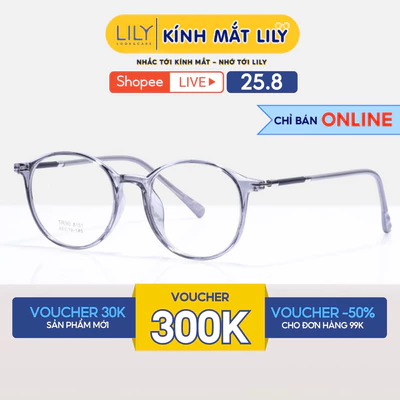 Gọng kính cận nam nữ Lilyeyewear gọng bền kiểu dáng mắt tròn kiểu dáng thời trang 8151