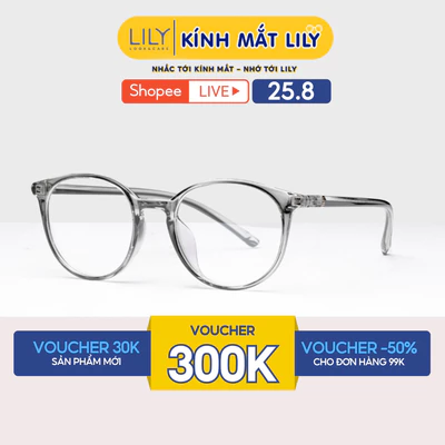 Gọng kính mắt tròn nam nữ LILYEYEWEAR chất liệu nhựa dẻo phụ kiện thời trang nữ 22303 nhiều màu