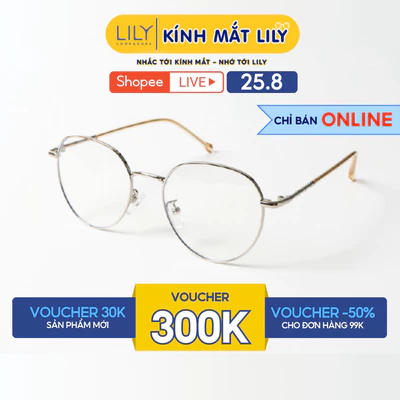 Gọng kính cận nữ Lilyeyewear mắt oval kim loại thanh mảnh màu sắc thời trang 292398