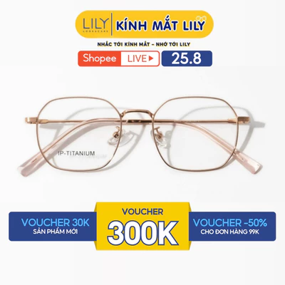 Gọng kính mắt nam nữ LILYEYEWEAR kiểu dáng đa giác hiện đại chất liệu IP- Titanium cao cấp màu sắc thời trang 98559