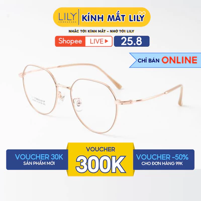 Gọng kính đa giác nam nữ LILYEYEWEAR chất liệu kim loại cao cấp chắc chắn màu sắc và kiểu dáng thời thượng 55060KOR