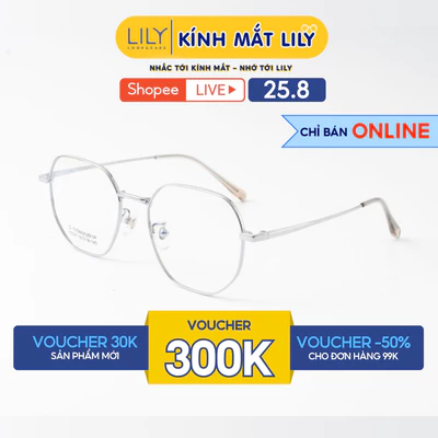 Gọng kính đa giác nam nữ LILYEYEWEAR chất liệu kim loại cao cấp chắc chắn màu sắc thời trang kiểu dáng hiện đại 55007KOR