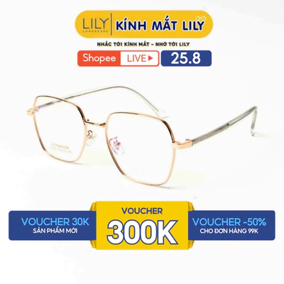 Gọng kính mắt nam nữ LILYEYEWEAR chất liệu Titan cao cấp nhẹ nhàng chắc chắn màu sắc và kiểu dáng thời trang 3087KOR