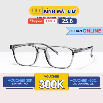 Gọng kính cận vuông nam nữ LILYEYEWEAR chất liệu nhựa dẻo cao cấp chắc chắn kiểu dáng, màu sắc thời trang 213