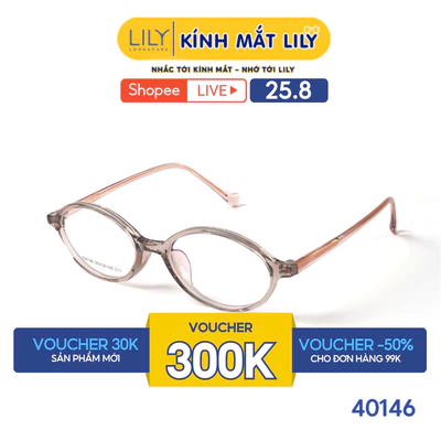 Gọng kính mắt Oval nam nữ LILYEYEWEAR chất liệu nhựa dẻo cao cấp kiểu dáng hiện đại thời trang 40146