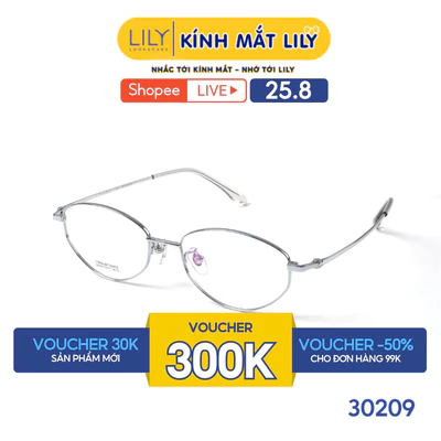 Gọng kính mắt Oval nam nữ LILYEYEWEAR chất liệu Titanium cao cấp kiểu dáng hiện đại thời trang 30209
