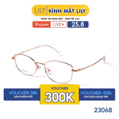 Gọng kính mắt Oval nam nữ LILYEYEWEAR chất liệu Titanium cao cấp kiểu dáng hiện đại thời trang 23068