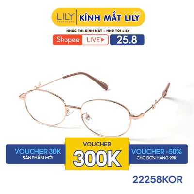 Gọng kính mắt Oval nam nữ LILYEYEWEAR chất liệu kim loại cao cấp kiểu dáng hiện đại thời trang 22258KOR