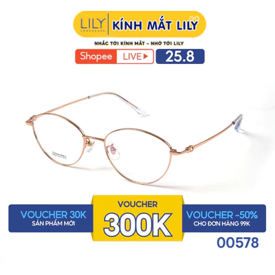 Gọng kính mắt Oval nam nữ LILYEYEWEAR chất liệu Titan cao cấp kiểu dáng hiện đại thời trang 00578