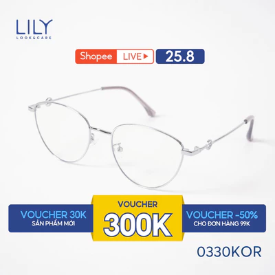 Gọng kính mắt mèo nam nữ LILYEYEWEAR chất liệu kim loại cao cấp chắc chắn, kiểu dáng hiện đại màu sắc thời trang 0330KOR