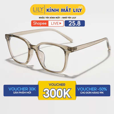 Gọng kính mắt vuông nam nữ LILYEYEWEAR chất liệu nhựa cao cấp chắc chắn, kiểu dáng hiện đại màu sắc thời trang 6637KOR