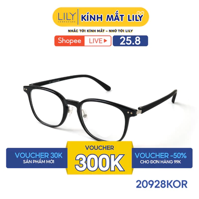 Gọng kính mắt vuông nam nữ LILYEYEWEAR chất liệu nhựa cao cấp kiểu dáng hiện đại màu sắc thời trang 20928KOR