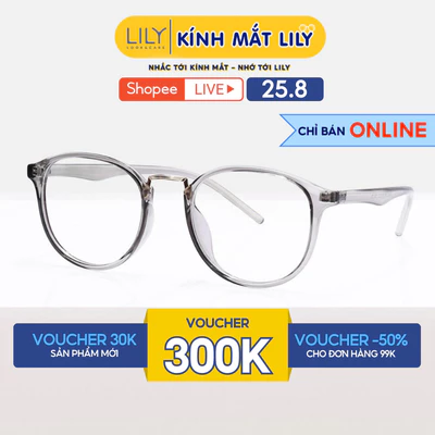 Gọng kính tròn nam nữ LILYEYEWEAR chất liệu nhựa cao cấp phối kim loại màu sắc và kiểu dáng thời trang hiện đại 22309