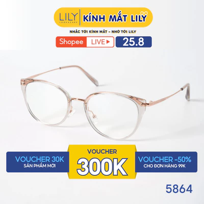 Gọng kính mắt mèo LILYEYEWEAR chất liệu nhựa dẻo cao cấp kiểu dáng hiện đại màu sắc thời trang 5864