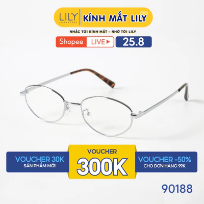 Gọng kính mắt đa giác nam nữ LILYEYEWEAR chất liệu kim loại cao câp chắc chắn, kiểu dáng hiện đại thời trang 90188KOR