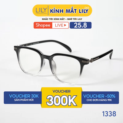 Gọng kính mắt vuông nam nữ LILYEYEWEAR chất liệu nhựa cứng cao cấp chắc chắn, hiện đại kiểu dáng thời trang 1338