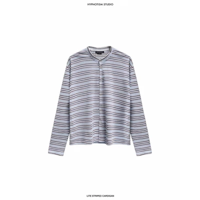 Hypnotism Lite Striped Cardigan Áo cardigan cotton dệt kim thiết kế sọc ngang cổ tròn (Hỏa tốc)