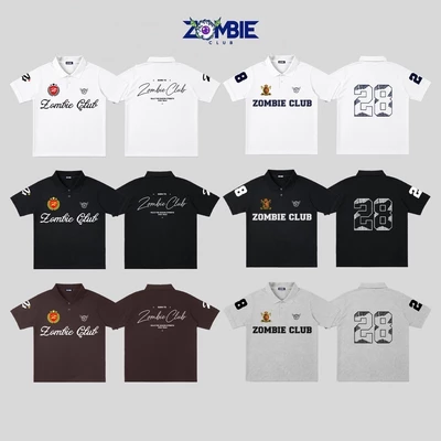 Áo Polo, Royal logo, ZOMBIE.CLUB, chất cá sấu lục giác, form Regular fit,couple unisex, Chính Hãng
