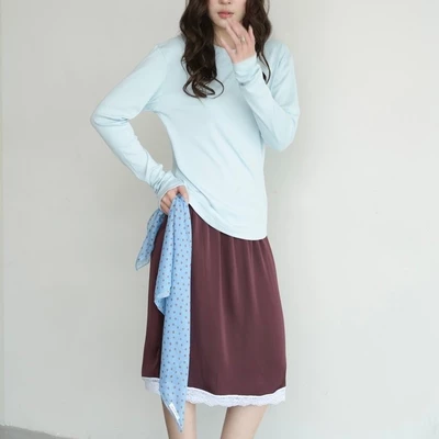 DOB - Chân váy suông phối ren lưng chun I Lou Skirt I