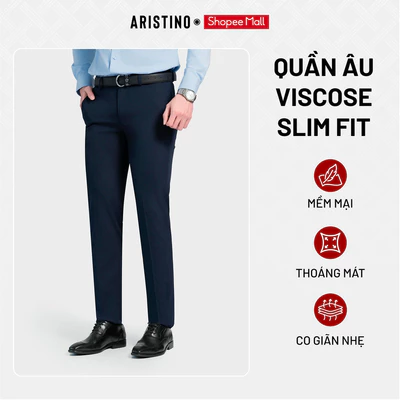 Quần Âu Nam Aristino xanh tím than dáng Slim Fit,chất liệu chống nhăn, giữ form thoáng mát ATR0150S1
