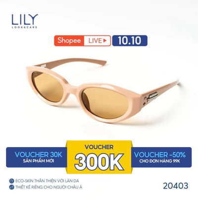 Gọng kính mát nam nữ LILYEYEWEAR kiểu dáng mắt mèo chất liệu nhựa cao cấp chống UV400 phong cách thời thượng 20403