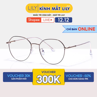 Gọng kính kim loại nam nữ Lilyeyewear mắt đa giác thời trang, nhiều màu sắc lựa chọn 2984