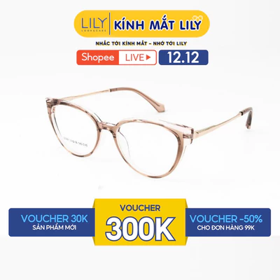 Gọng kính mắt mèo LILYEYEWEAR chất liệu nhựa phối kim loại cao cấp kiểu dáng hiện đại màu sắc thời thượng 0961