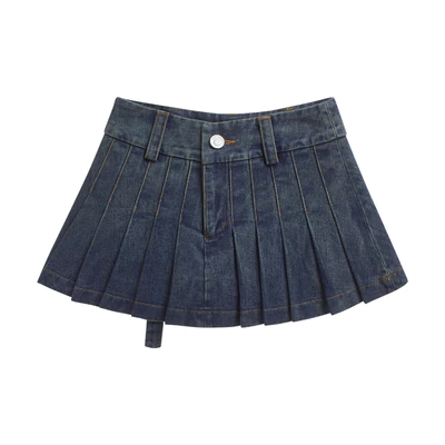 Váy ngắn nữ xếp li 2000 jean mini skirt màu xanh - Onism