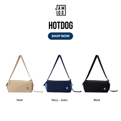 Jamlos Hotdog 2023 - Túi đeo chéo vải canvas hình hộp chữ nhật