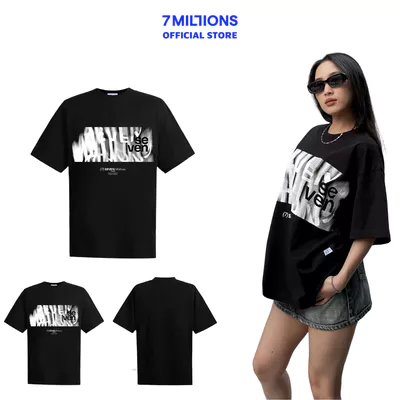 Áo Thun Cổ Tròn Line Seven Vải Cotton 2 Chiều Unisex Oversized 7MILLIONS (Đen)