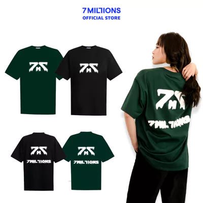 Áo Thun Cổ Tròn Blur Vải Cotton 2 Chiều Unisex Oversized 7MILLIONS (Xanh Rêu & Đen)