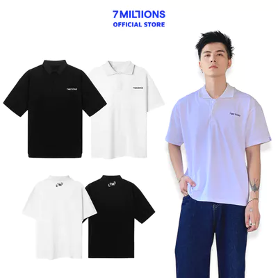 Áo Polo Basic Vải Cá Sấu Unisex Oversized 7MILLIONS (Trắng & Đen)